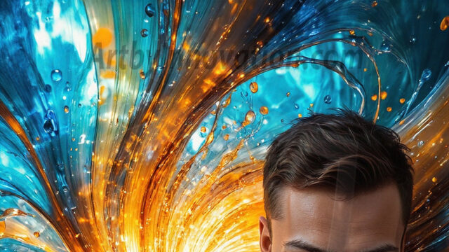 AI-generated abstract art images, featuring sexy, handsome, shirtless men, boys, lads, controlling colorful liquid water. A full-body photograph of a handsome young man with a strong muscular physique, and beautiful eyes. He starts to create a powerful and dynamic swirling vortex of rainbow colored liquid water. The vibrant and colorful water erupts and cascades forward. The fluid is dynamic, multiplying rapidly, and begins to dance in the air. The man, with a playful smile, interacts with the swirling fluids, his hands reaching out to manipulate the circular motion. The scene has a surreal, otherworldly feel, with a dreamlike atmosphere created by volumetric lighting, dramatic shadows, and an impossible color palette.