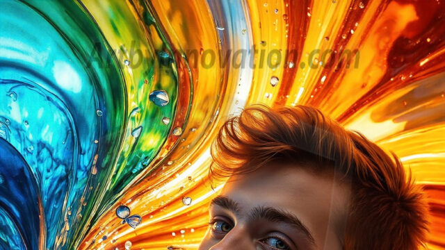 AI-generated abstract art images, featuring sexy, handsome, shirtless men, boys, lads, controlling colorful liquid water. A full-body photograph of a handsome young man with a strong muscular physique, and beautiful eyes. He starts to create a powerful and dynamic swirling vortex of rainbow colored liquid water. The vibrant and colorful water erupts and cascades forward. The fluid is dynamic, multiplying rapidly, and begins to dance in the air. The man, with a playful smile, interacts with the swirling fluids, his hands reaching out to manipulate the circular motion. The scene has a surreal, otherworldly feel, with a dreamlike atmosphere created by volumetric lighting, dramatic shadows, and an impossible color palette.