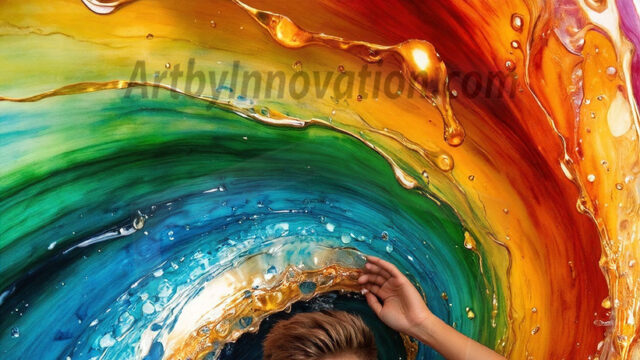 AI-generated abstract art images, featuring sexy, handsome, shirtless men, boys, lads, controlling colorful liquid water. A full-body photograph of a handsome young man with a strong muscular physique, and beautiful eyes. He starts to create a powerful and dynamic swirling vortex of rainbow colored liquid water. The vibrant and colorful water erupts and cascades forward. The fluid is dynamic, multiplying rapidly, and begins to dance in the air. The man, with a playful smile, interacts with the swirling fluids, his hands reaching out to manipulate the circular motion. The scene has a surreal, otherworldly feel, with a dreamlike atmosphere created by volumetric lighting, dramatic shadows, and an impossible color palette.