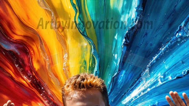 AI-generated abstract art images, featuring sexy, handsome, shirtless men, boys, lads, controlling colorful liquid water. A full-body photograph of a handsome young man with a strong muscular physique, and beautiful eyes. He starts to create a powerful and dynamic swirling vortex of rainbow colored liquid water. The vibrant and colorful water erupts and cascades forward. The fluid is dynamic, multiplying rapidly, and begins to dance in the air. The man, with a playful smile, interacts with the swirling fluids, his hands reaching out to manipulate the circular motion. The scene has a surreal, otherworldly feel, with a dreamlike atmosphere created by volumetric lighting, dramatic shadows, and an impossible color palette.