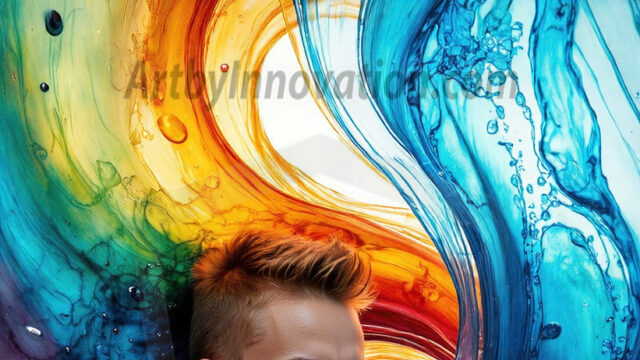 AI-generated abstract art images, featuring sexy, handsome, shirtless men, boys, lads, controlling colorful liquid water. A full-body photograph of a handsome young man with a strong muscular physique, and beautiful eyes. He starts to create a powerful and dynamic swirling vortex of rainbow colored liquid water. The vibrant and colorful water erupts and cascades forward. The fluid is dynamic, multiplying rapidly, and begins to dance in the air. The man, with a playful smile, interacts with the swirling fluids, his hands reaching out to manipulate the circular motion. The scene has a surreal, otherworldly feel, with a dreamlike atmosphere created by volumetric lighting, dramatic shadows, and an impossible color palette.