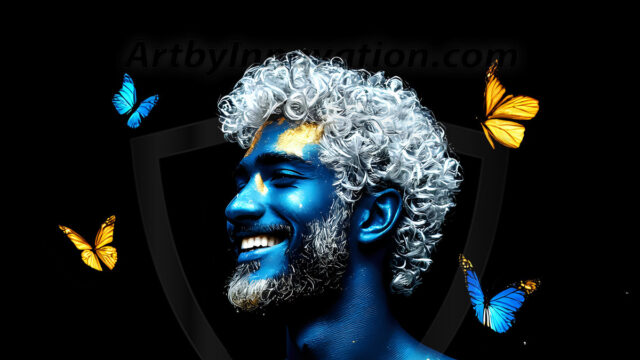 Abstract Male Art Ai Photos of Beautiful Men Enveloped by Colors. AI-generated abstract art featuring beautiful, handsome, sexy, shirtless, men, boys, lads, full of excitement joy and fun, covered in colors, dynamic, interactive, Combining elements of realism with surreal abstract qualities, showcasing the potential of AI in artistic expression.