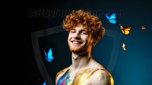 Abstract Male Art Ai Photos of Beautiful Men Enveloped by Colors. AI-generated abstract art featuring beautiful, handsome, sexy, shirtless, men, boys, lads, full of excitement joy and fun, covered in colors, dynamic, interactive, Combining elements of realism with surreal abstract qualities, showcasing the potential of AI in artistic expression.