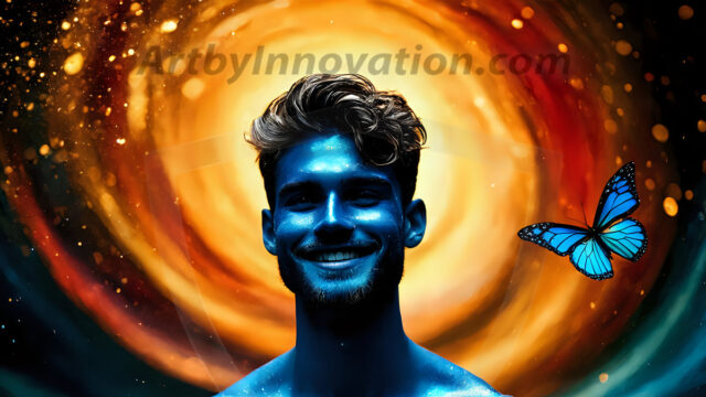 Abstract Male Art Ai Photos of Beautiful Men Enveloped by Colors. AI-generated abstract art featuring beautiful, handsome, sexy, shirtless, men, boys, lads, full of excitement joy and fun, covered in colors, dynamic, interactive, Combining elements of realism with surreal abstract qualities, showcasing the potential of AI in artistic expression.