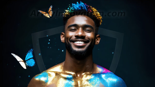 Abstract Male Art Ai Photos of Beautiful Men Enveloped by Colors. AI-generated abstract art featuring beautiful, handsome, sexy, shirtless, men, boys, lads, full of excitement joy and fun, covered in colors, dynamic, interactive, Combining elements of realism with surreal abstract qualities, showcasing the potential of AI in artistic expression.