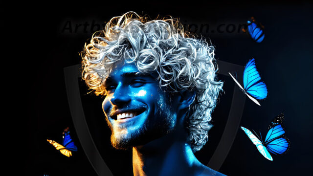 Abstract Male Art Ai Photos of Beautiful Men Enveloped by Colors. AI-generated abstract art featuring beautiful, handsome, sexy, shirtless, men, boys, lads, full of excitement joy and fun, covered in colors, dynamic, interactive, Combining elements of realism with surreal abstract qualities, showcasing the potential of AI in artistic expression.