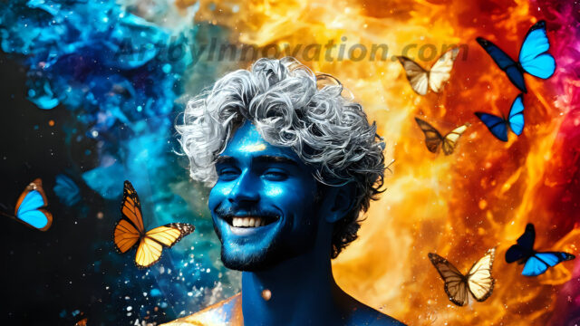 Abstract Male Art Ai Photos of Beautiful Men Enveloped by Colors. AI-generated abstract art featuring beautiful, handsome, sexy, shirtless, men, boys, lads, full of excitement joy and fun, covered in colors, dynamic, interactive, Combining elements of realism with surreal abstract qualities, showcasing the potential of AI in artistic expression.