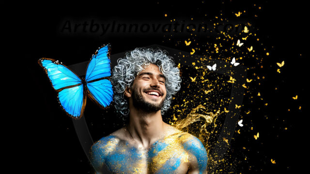 Abstract Male Art Ai Photos of Beautiful Men Enveloped by Colors. AI-generated abstract art featuring beautiful, handsome, sexy, shirtless, men, boys, lads, full of excitement joy and fun, covered in colors, dynamic, interactive, Combining elements of realism with surreal abstract qualities, showcasing the potential of AI in artistic expression.