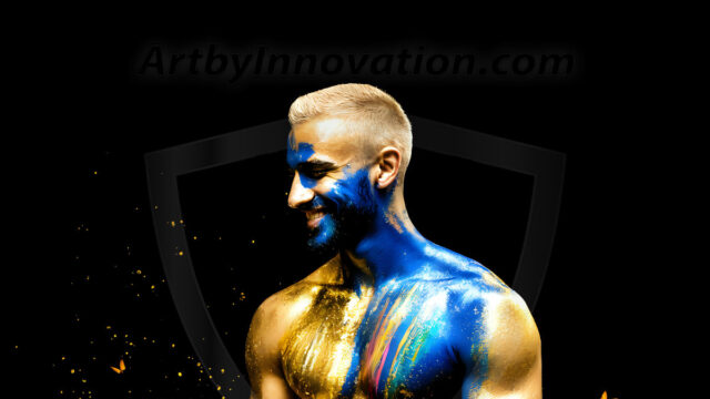 Abstract Male Art Ai Photos of Beautiful Men Enveloped by Colors. AI-generated abstract art featuring beautiful, handsome, sexy, shirtless, men, boys, lads, full of excitement joy and fun, covered in colors, dynamic, interactive, Combining elements of realism with surreal abstract qualities, showcasing the potential of AI in artistic expression.