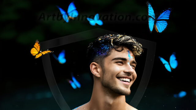 Abstract Male Art Ai Photos of Beautiful Men Enveloped by Colors. AI-generated abstract art featuring beautiful, handsome, sexy, shirtless, men, boys, lads, full of excitement joy and fun, covered in colors, dynamic, interactive, Combining elements of realism with surreal abstract qualities, showcasing the potential of AI in artistic expression.