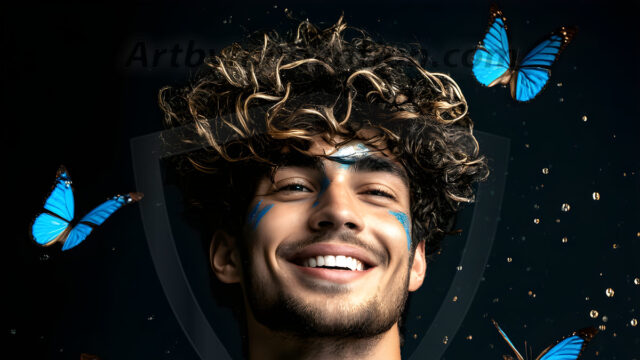 Abstract Male Art Ai Photos of Beautiful Men Enveloped by Colors. AI-generated abstract art featuring beautiful, handsome, sexy, shirtless, men, boys, lads, full of excitement joy and fun, covered in colors, dynamic, interactive, Combining elements of realism with surreal abstract qualities, showcasing the potential of AI in artistic expression.