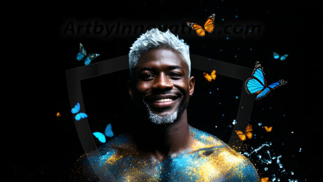 Abstract Male Art Ai Photos of Beautiful Men Enveloped by Colors. AI-generated abstract art featuring beautiful, handsome, sexy, shirtless, men, boys, lads, full of excitement joy and fun, covered in colors, dynamic, interactive, Combining elements of realism with surreal abstract qualities, showcasing the potential of AI in artistic expression.