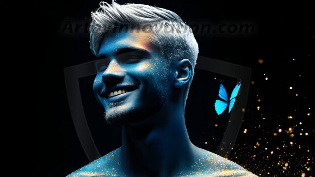 Abstract Male Art Ai Photos of Beautiful Men Enveloped by Colors. AI-generated abstract art featuring beautiful, handsome, sexy, shirtless, men, boys, lads, full of excitement joy and fun, covered in colors, dynamic, interactive, Combining elements of realism with surreal abstract qualities, showcasing the potential of AI in artistic expression.