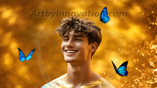 Abstract Male Art Ai Photos of Beautiful Men Enveloped by Colors. AI-generated abstract art featuring beautiful, handsome, sexy, shirtless, men, boys, lads, full of excitement joy and fun, covered in colors, dynamic, interactive, Combining elements of realism with surreal abstract qualities, showcasing the potential of AI in artistic expression.