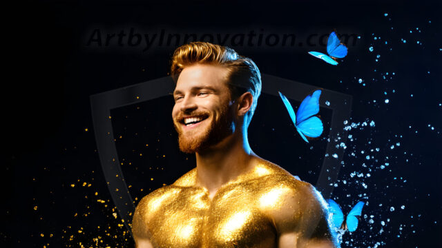 Abstract Male Art Ai Photos of Beautiful Men Enveloped by Colors. AI-generated abstract art featuring beautiful, handsome, sexy, shirtless, men, boys, lads, full of excitement joy and fun, covered in colors, dynamic, interactive, Combining elements of realism with surreal abstract qualities, showcasing the potential of AI in artistic expression.