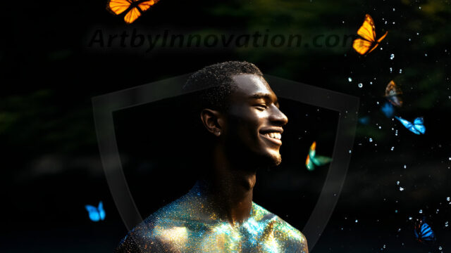 Abstract Male Art Ai Photos of Beautiful Men Enveloped by Colors. AI-generated abstract art featuring beautiful, handsome, sexy, shirtless, men, boys, lads, full of excitement joy and fun, covered in colors, dynamic, interactive, Combining elements of realism with surreal abstract qualities, showcasing the potential of AI in artistic expression.