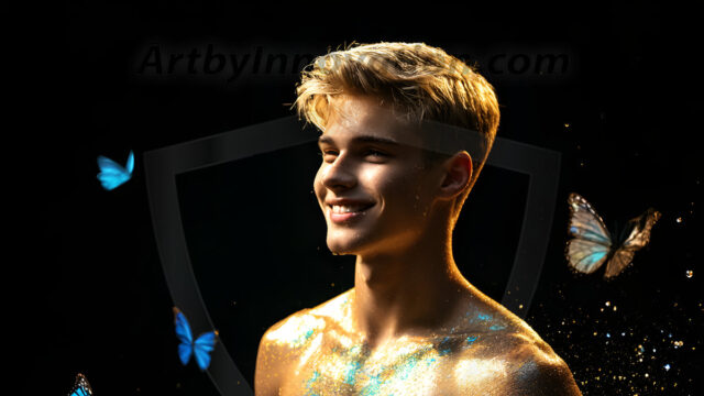 Abstract Male Art Ai Photos of Beautiful Men Enveloped by Colors. AI-generated abstract art featuring beautiful, handsome, sexy, shirtless, men, boys, lads, full of excitement joy and fun, covered in colors, dynamic, interactive, Combining elements of realism with surreal abstract qualities, showcasing the potential of AI in artistic expression.