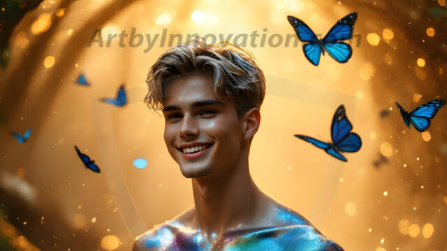 Abstract Male Art Ai Photos of Beautiful Men Enveloped by Colors. AI-generated abstract art featuring beautiful, handsome, sexy, shirtless, men, boys, lads, full of excitement joy and fun, covered in colors, dynamic, interactive, Combining elements of realism with surreal abstract qualities, showcasing the potential of AI in artistic expression.