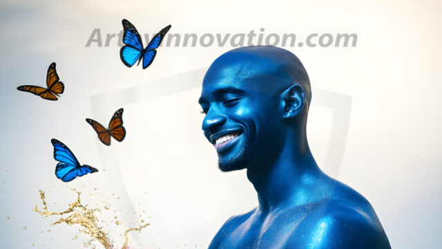 Abstract Male Art Ai Photos of Beautiful Men Enveloped by Colors. AI-generated abstract art featuring beautiful, handsome, sexy, shirtless, men, boys, lads, full of excitement joy and fun, covered in colors, dynamic, interactive, Combining elements of realism with surreal abstract qualities, showcasing the potential of AI in artistic expression.