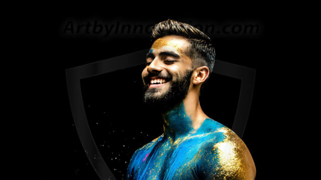 Abstract Male Art Ai Photos of Beautiful Men Enveloped by Colors. AI-generated abstract art featuring beautiful, handsome, sexy, shirtless, men, boys, lads, full of excitement joy and fun, covered in colors, dynamic, interactive, Combining elements of realism with surreal abstract qualities, showcasing the potential of AI in artistic expression.