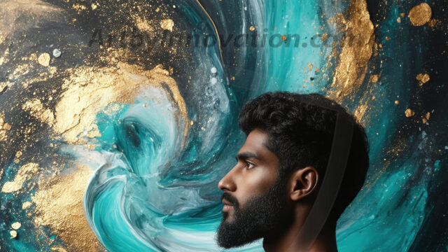 Abstract Male Art Ai Photos of Beautiful Men Enveloped by Colors. AI-generated abstract art featuring beautiful, handsome, sexy, shirtless, men, boys, lads, full of excitement joy and fun, covered in colors, dynamic, interactive, Combining elements of realism with surreal abstract qualities, showcasing the potential of AI in artistic expression.