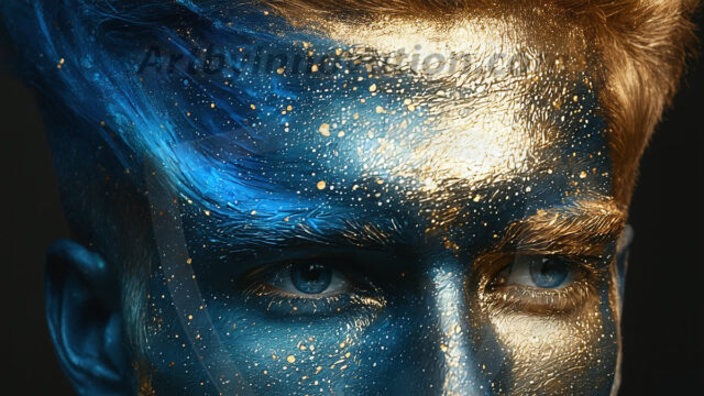 Abstract Male Art Ai Photos of Beautiful Men Enveloped by Colors. AI-generated abstract art featuring beautiful, handsome, sexy, shirtless, men, boys, lads, full of excitement joy and fun, covered in colors, dynamic, interactive, Combining elements of realism with surreal abstract qualities, showcasing the potential of AI in artistic expression.