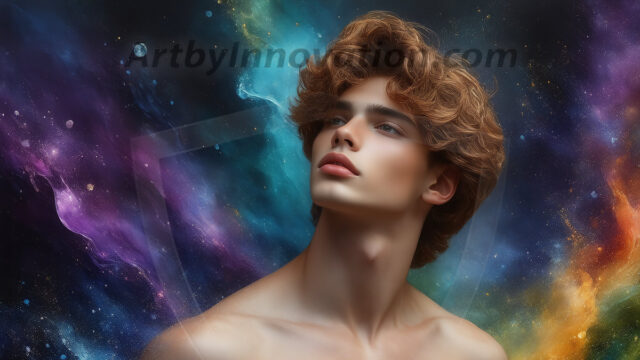 Abstract Male Art Ai Photos of Beautiful Men Enveloped by Colors. AI-generated abstract art featuring beautiful, handsome, sexy, shirtless, men, boys, lads, full of excitement joy and fun, covered in colors, dynamic, interactive, Combining elements of realism with surreal abstract qualities, showcasing the potential of AI in artistic expression.