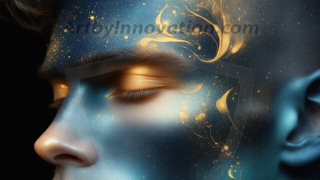 Abstract Male Art Ai Photos of Beautiful Men Enveloped by Colors. AI-generated abstract art featuring beautiful, handsome, sexy, shirtless, men, boys, lads, full of excitement joy and fun, covered in colors, dynamic, interactive, Combining elements of realism with surreal abstract qualities, showcasing the potential of AI in artistic expression.