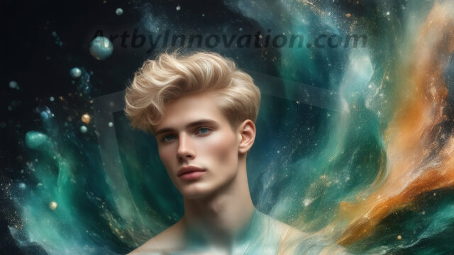 Abstract Male Art Ai Photos of Beautiful Men Enveloped by Colors. AI-generated abstract art featuring beautiful, handsome, sexy, shirtless, men, boys, lads, full of excitement joy and fun, covered in colors, dynamic, interactive, Combining elements of realism with surreal abstract qualities, showcasing the potential of AI in artistic expression.