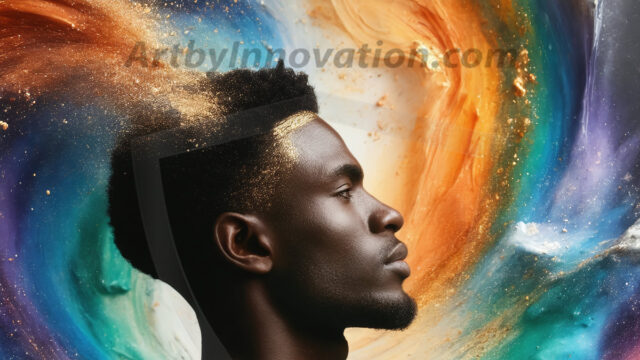 Abstract Male Art Ai Photos of Beautiful Men Enveloped by Colors. AI-generated abstract art featuring beautiful, handsome, sexy, shirtless, men, boys, lads, full of excitement joy and fun, covered in colors, dynamic, interactive, Combining elements of realism with surreal abstract qualities, showcasing the potential of AI in artistic expression.