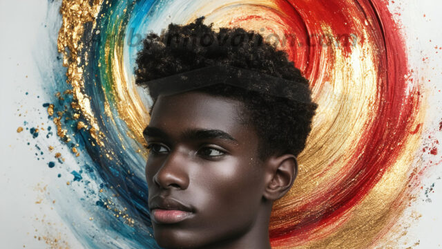 Abstract Male Art Ai Photos of Beautiful Men Enveloped by Colors. AI-generated abstract art featuring beautiful, handsome, sexy, shirtless, men, boys, lads, full of excitement joy and fun, covered in colors, dynamic, interactive, Combining elements of realism with surreal abstract qualities, showcasing the potential of AI in artistic expression.