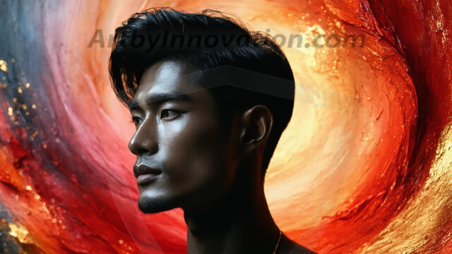 Abstract Male Art Ai Photos of Beautiful Men Enveloped by Colors. AI-generated abstract art featuring beautiful, handsome, sexy, shirtless, men, boys, lads, full of excitement joy and fun, covered in colors, dynamic, interactive, Combining elements of realism with surreal abstract qualities, showcasing the potential of AI in artistic expression.