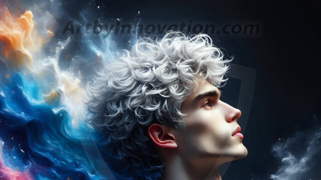 Abstract Male Art Ai Photos of Beautiful Men Enveloped by Colors. AI-generated abstract art featuring beautiful, handsome, sexy, shirtless, men, boys, lads, full of excitement joy and fun, covered in colors, dynamic, interactive, Combining elements of realism with surreal abstract qualities, showcasing the potential of AI in artistic expression.