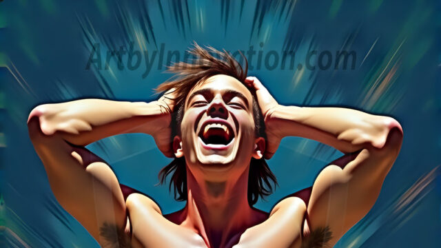 Abstract Male Art Ai Photos of Beautiful Men Enveloped by Colors. AI-generated abstract art featuring beautiful, handsome, sexy, shirtless, men, boys, lads, full of excitement joy and fun, covered in colors, dynamic, interactive, Combining elements of realism with surreal abstract qualities, showcasing the potential of AI in artistic expression.