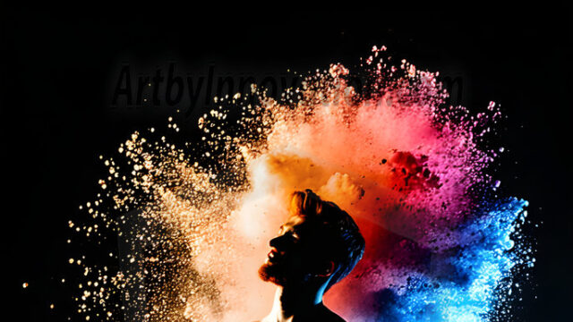 Abstract Male Art Ai Photos of Beautiful Men Enveloped by Colors. AI-generated abstract art featuring beautiful, handsome, sexy, shirtless, men, boys, lads, full of excitement joy and fun, covered in colors, dynamic, interactive, Combining elements of realism with surreal abstract qualities, showcasing the potential of AI in artistic expression.