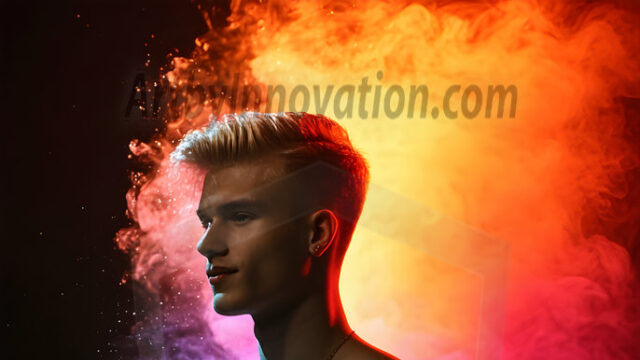 Abstract Male Art Ai Photos of Beautiful Men Enveloped by Colors. AI-generated abstract art featuring beautiful, handsome, sexy, shirtless, men, boys, lads, full of excitement joy and fun, covered in colors, dynamic, interactive, Combining elements of realism with surreal abstract qualities, showcasing the potential of AI in artistic expression.