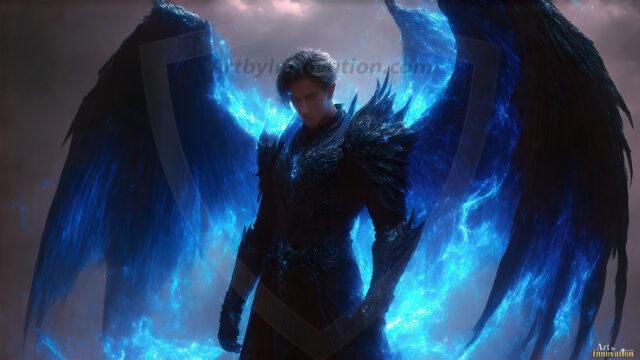 A detailed AI generated photograph featuring a beautiful handsome male angel warrior with ethereal skin and a beautiful body. Imbued with feathered wings, enormous and shimmering, a powerful warrior from the heavens. He possesses a strong, sharp jawline, chiseled muscular torso, pectorals, abs, sleek nose high cheekbones, vibrant eyes, silver earrings. With huge vibrate silver feathered wings, enormous and shimmering, with a radiant hue, reflecting light in a mesmerizing way. Here is a raw, untamed energy that emanates from him. His presence is electrifying, drawing viewers in with his captivating gaze and formidable presence. Perfect face, perfect hands.