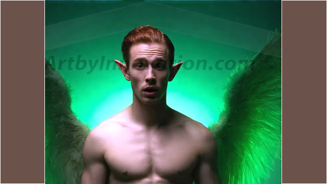 A detailed AI generated photograph featuring a beautiful handsome male angel warrior with ethereal skin and a beautiful body. Imbued with feathered wings, enormous and shimmering, a powerful warrior from the heavens. He possesses a strong, sharp jawline, chiseled muscular torso, pectorals, abs, sleek nose high cheekbones, vibrant eyes, silver earrings. With huge vibrate silver feathered wings, enormous and shimmering, with a radiant hue, reflecting light in a mesmerizing way. Here is a raw, untamed energy that emanates from him. His presence is electrifying, drawing viewers in with his captivating gaze and formidable presence. Perfect face, perfect hands.