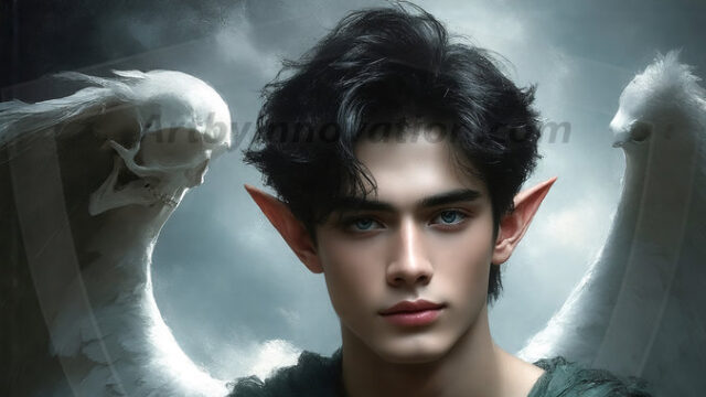 A detailed AI generated photograph featuring a beautiful handsome male angel warrior with ethereal skin and a beautiful body. Imbued with feathered wings, enormous and shimmering, a powerful warrior from the heavens. He possesses a strong, sharp jawline, chiseled muscular torso, pectorals, abs, sleek nose high cheekbones, vibrant eyes, silver earrings. With huge vibrate silver feathered wings, enormous and shimmering, with a radiant hue, reflecting light in a mesmerizing way. Here is a raw, untamed energy that emanates from him. His presence is electrifying, drawing viewers in with his captivating gaze and formidable presence. Perfect face, perfect hands.