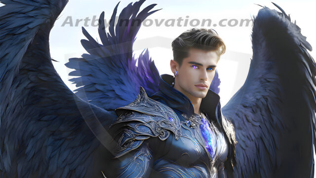 Male Angels of the Holy Divine - The Mighty & The Powerful: AI Fantasy Photos of Handsome Male Angels in Elegant Divine Armor, living in the golden city, with Vibrant Holy Wings. AI generated fantasy photos, of handsome male warrior angels, in divine armor with vibrant holy wings. Wearing ethereal or plate holy armor, and glistening golden gilded jewelry, emphasizing his god-like stature, vibrantly colored. Possessing grand feathered wings, that look like swords, these angel warriors are ready to battle on God's command. With men of all ages, races, and body types. In a city of gold, spiritual wonder city in the heavens, with ornate gold buildings, majestic gold architecture, ethereal cityscapes, and mystical waterfalls.