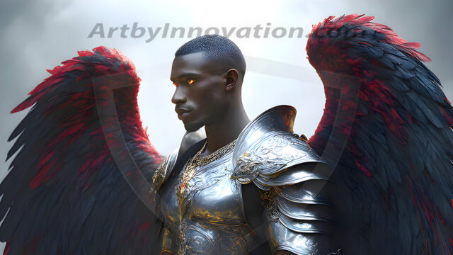 Male Angels of the Holy Divine - The Mighty & The Powerful: AI Fantasy Photos of Handsome Male Angels in Elegant Divine Armor, living in the golden city, with Vibrant Holy Wings. AI generated fantasy photos, of handsome male warrior angels, in divine armor with vibrant holy wings. Wearing ethereal or plate holy armor, and glistening golden gilded jewelry, emphasizing his god-like stature, vibrantly colored. Possessing grand feathered wings, that look like swords, these angel warriors are ready to battle on God's command. With men of all ages, races, and body types. In a city of gold, spiritual wonder city in the heavens, with ornate gold buildings, majestic gold architecture, ethereal cityscapes, and mystical waterfalls.