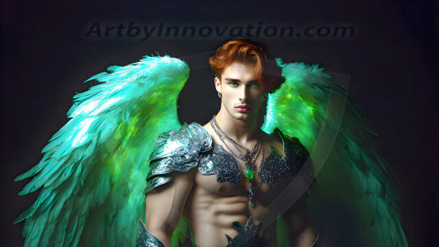 Male Angels of the Holy Divine - The Mighty & The Powerful: AI Fantasy Photos of Handsome Male Angels in Elegant Divine Armor, living in the golden city, with Vibrant Holy Wings. AI generated fantasy photos, of handsome male warrior angels, in divine armor with vibrant holy wings. Wearing ethereal or plate holy armor, and glistening golden gilded jewelry, emphasizing his god-like stature, vibrantly colored. Possessing grand feathered wings, that look like swords, these angel warriors are ready to battle on God's command. With men of all ages, races, and body types. In a city of gold, spiritual wonder city in the heavens, with ornate gold buildings, majestic gold architecture, ethereal cityscapes, and mystical waterfalls.