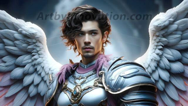Male Angels of the Holy Divine - The Mighty & The Powerful: AI Fantasy Photos of Handsome Male Angels in Elegant Divine Armor, living in the golden city, with Vibrant Holy Wings. AI generated fantasy photos, of handsome male warrior angels, in divine armor with vibrant holy wings. Wearing ethereal or plate holy armor, and glistening golden gilded jewelry, emphasizing his god-like stature, vibrantly colored. Possessing grand feathered wings, that look like swords, these angel warriors are ready to battle on God's command. With men of all ages, races, and body types. In a city of gold, spiritual wonder city in the heavens, with ornate gold buildings, majestic gold architecture, ethereal cityscapes, and mystical waterfalls.