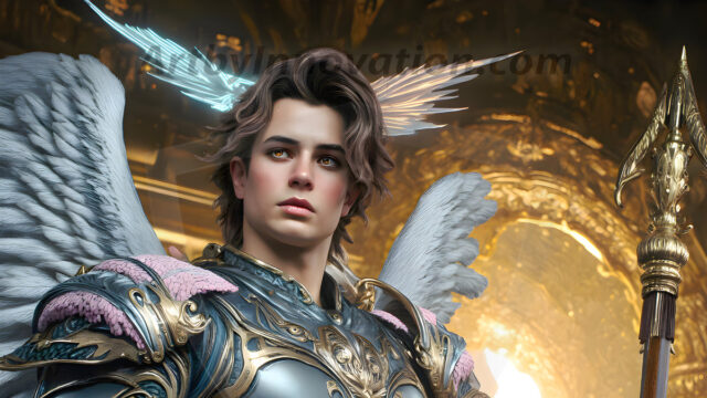 Male Angels of the Holy Divine - The Mighty & The Powerful: AI Fantasy Photos of Handsome Male Angels in Elegant Divine Armor, living in the golden city, with Vibrant Holy Wings. AI generated fantasy photos, of handsome male warrior angels, in divine armor with vibrant holy wings. Wearing ethereal or plate holy armor, and glistening golden gilded jewelry, emphasizing his god-like stature, vibrantly colored. Possessing grand feathered wings, that look like swords, these angel warriors are ready to battle on God's command. With men of all ages, races, and body types. In a city of gold, spiritual wonder city in the heavens, with ornate gold buildings, majestic gold architecture, ethereal cityscapes, and mystical waterfalls.