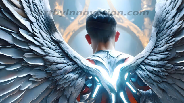 Male Angels of the Holy Divine - The Mighty & The Powerful: AI Fantasy Photos of Handsome Male Angels in Elegant Divine Armor, living in the golden city, with Vibrant Holy Wings. AI generated fantasy photos, of handsome male warrior angels, in divine armor with vibrant holy wings. Wearing ethereal or plate holy armor, and glistening golden gilded jewelry, emphasizing his god-like stature, vibrantly colored. Possessing grand feathered wings, that look like swords, these angel warriors are ready to battle on God's command. With men of all ages, races, and body types. In a city of gold, spiritual wonder city in the heavens, with ornate gold buildings, majestic gold architecture, ethereal cityscapes, and mystical waterfalls.