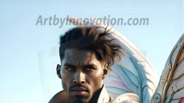 Male Angels of the Holy Divine - The Mighty & The Powerful: AI Fantasy Photos of Handsome Male Angels in Elegant Divine Armor, living in the golden city, with Vibrant Holy Wings. AI generated fantasy photos, of handsome male warrior angels, in divine armor with vibrant holy wings. Wearing ethereal or plate holy armor, and glistening golden gilded jewelry, emphasizing his god-like stature, vibrantly colored. Possessing grand feathered wings, that look like swords, these angel warriors are ready to battle on God's command. With men of all ages, races, and body types. In a city of gold, spiritual wonder city in the heavens, with ornate gold buildings, majestic gold architecture, ethereal cityscapes, and mystical waterfalls.