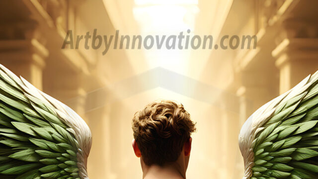 Male Angels of the Holy Divine - The Mighty & The Powerful: AI Fantasy Photos of Handsome Male Angels in Elegant Divine Armor, living in the golden city, with Vibrant Holy Wings. AI generated fantasy photos, of handsome male warrior angels, in divine armor with vibrant holy wings. Wearing ethereal or plate holy armor, and glistening golden gilded jewelry, emphasizing his god-like stature, vibrantly colored. Possessing grand feathered wings, that look like swords, these angel warriors are ready to battle on God's command. With men of all ages, races, and body types. In a city of gold, spiritual wonder city in the heavens, with ornate gold buildings, majestic gold architecture, ethereal cityscapes, and mystical waterfalls.