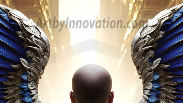 Male Angels of the Holy Divine - The Mighty & The Powerful: AI Fantasy Photos of Handsome Male Angels in Elegant Divine Armor, living in the golden city, with Vibrant Holy Wings. AI generated fantasy photos, of handsome male warrior angels, in divine armor with vibrant holy wings. Wearing ethereal or plate holy armor, and glistening golden gilded jewelry, emphasizing his god-like stature, vibrantly colored. Possessing grand feathered wings, that look like swords, these angel warriors are ready to battle on God's command. With men of all ages, races, and body types. In a city of gold, spiritual wonder city in the heavens, with ornate gold buildings, majestic gold architecture, ethereal cityscapes, and mystical waterfalls.