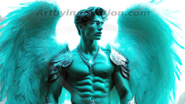 Male Angels of the Holy Divine - The Mighty & The Powerful: AI Fantasy Photos of Handsome Male Angels in Elegant Divine Armor, living in the golden city, with Vibrant Holy Wings. AI generated fantasy photos, of handsome male warrior angels, in divine armor with vibrant holy wings. Wearing ethereal or plate holy armor, and glistening golden gilded jewelry, emphasizing his god-like stature, vibrantly colored. Possessing grand feathered wings, that look like swords, these angel warriors are ready to battle on God's command. With men of all ages, races, and body types. In a city of gold, spiritual wonder city in the heavens, with ornate gold buildings, majestic gold architecture, ethereal cityscapes, and mystical waterfalls.