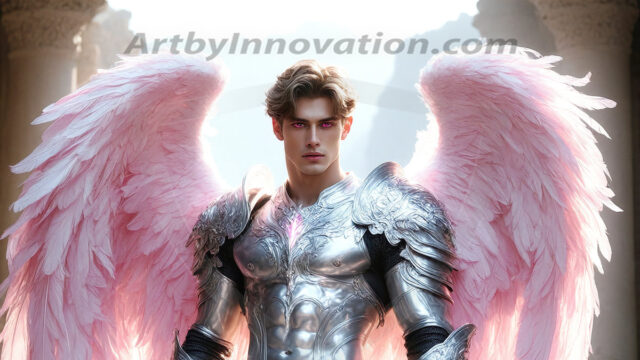 Male Angels of the Holy Divine - The Mighty & The Powerful: AI Fantasy Photos of Handsome Male Angels in Elegant Divine Armor, living in the golden city, with Vibrant Holy Wings. AI generated fantasy photos, of handsome male warrior angels, in divine armor with vibrant holy wings. Wearing ethereal or plate holy armor, and glistening golden gilded jewelry, emphasizing his god-like stature, vibrantly colored. Possessing grand feathered wings, that look like swords, these angel warriors are ready to battle on God's command. With men of all ages, races, and body types. In a city of gold, spiritual wonder city in the heavens, with ornate gold buildings, majestic gold architecture, ethereal cityscapes, and mystical waterfalls.